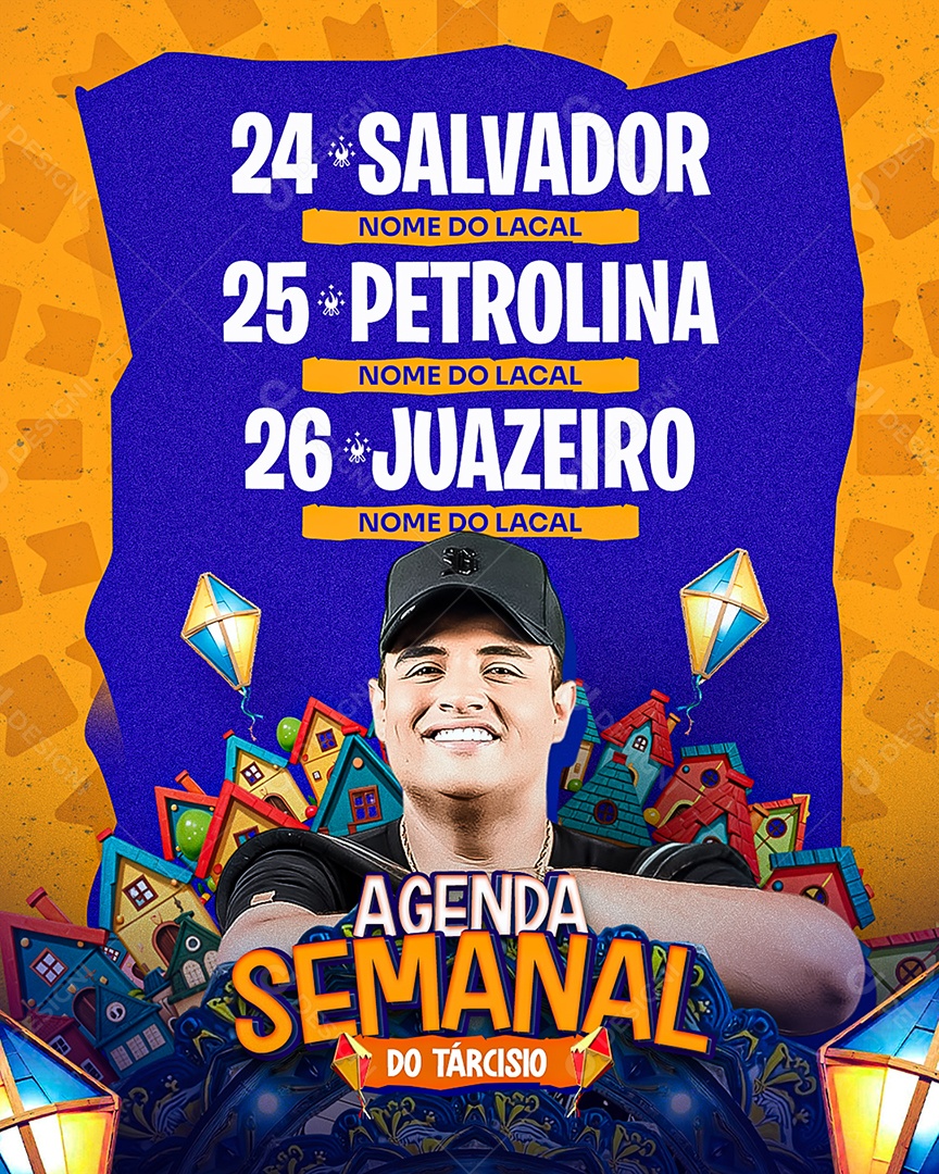 Flyer São João Agenda Semanal Social Media PSD Editável