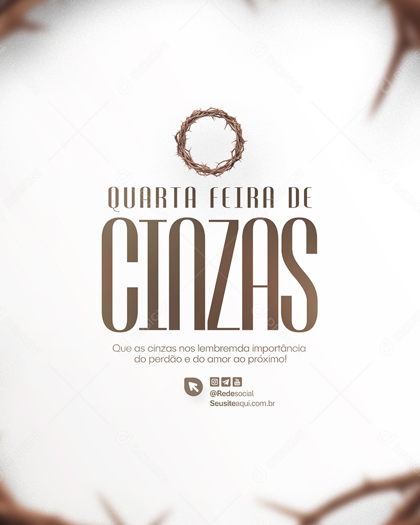 Flyer Quarta Feira de Cinzas 05 de Março Social Media PSD Editável