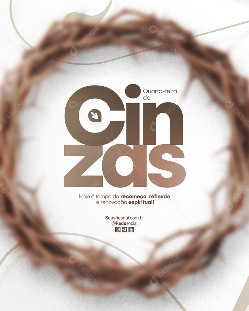 Flyer Quarta Feira de Cinzas 05 de Março Social Media PSD Editável