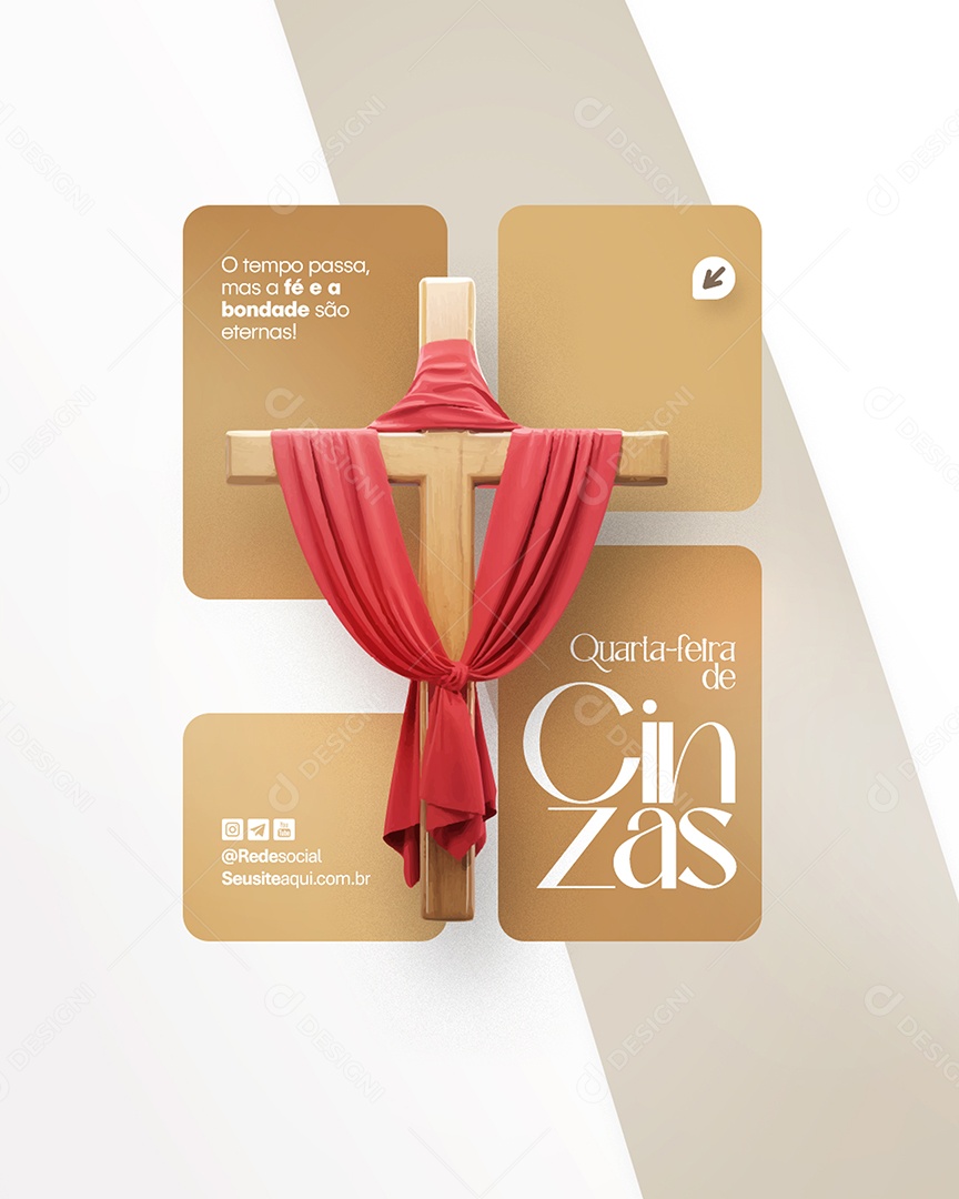 Flyer Quarta Feira de Cinzas 05 de Março Social Media PSD Editável