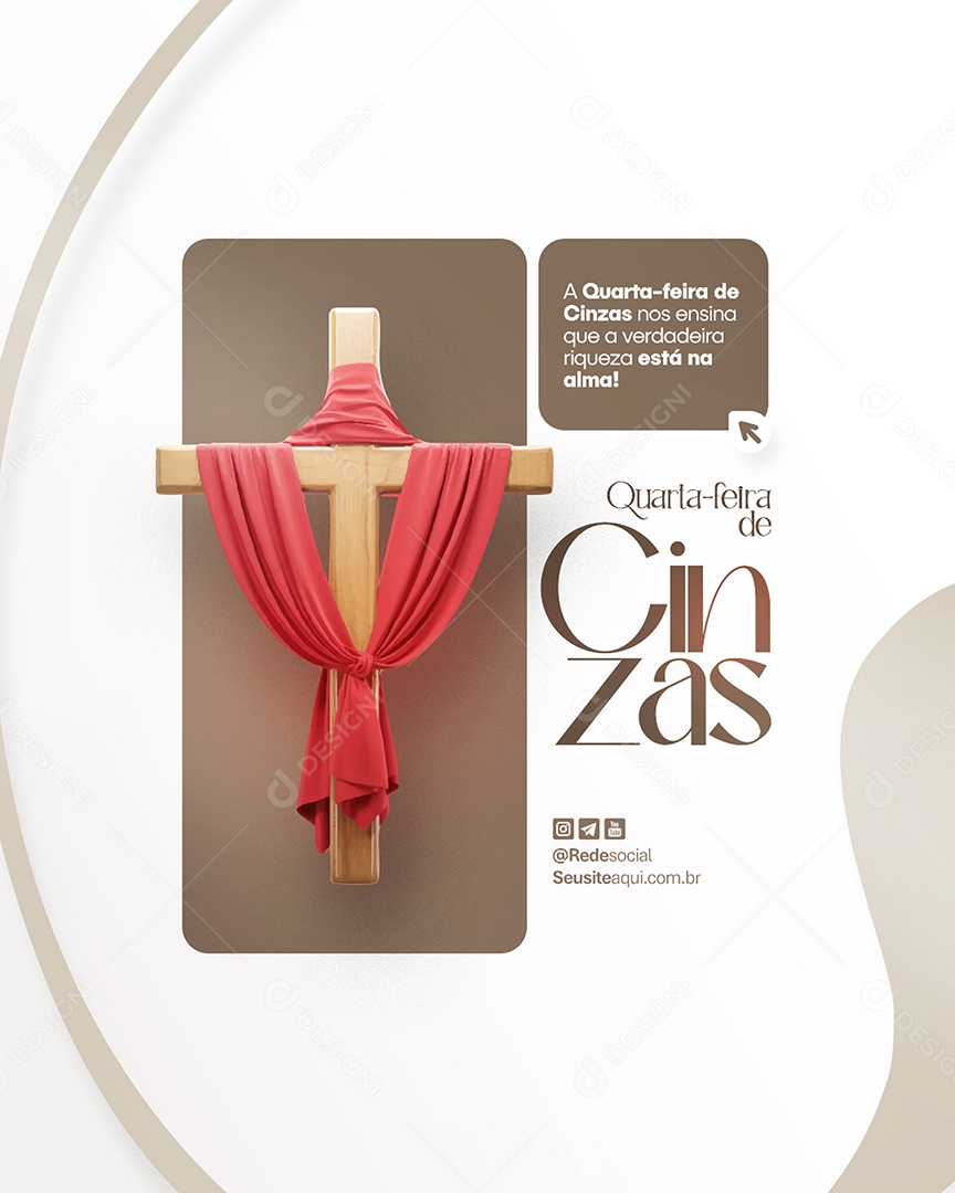 Flyer Quarta Feira de Cinzas 05 de Março Social Media PSD Editável