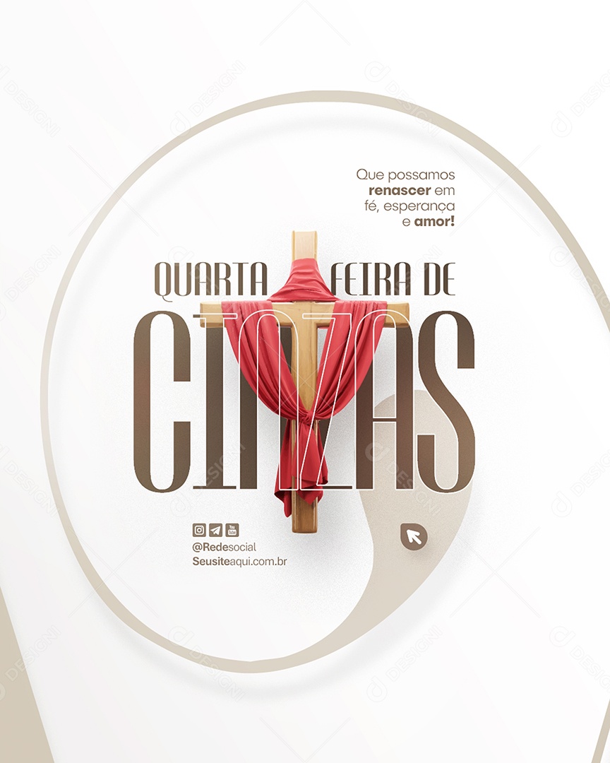 Flyer Quarta Feira de Cinzas 05 de Março Social Media PSD Editável