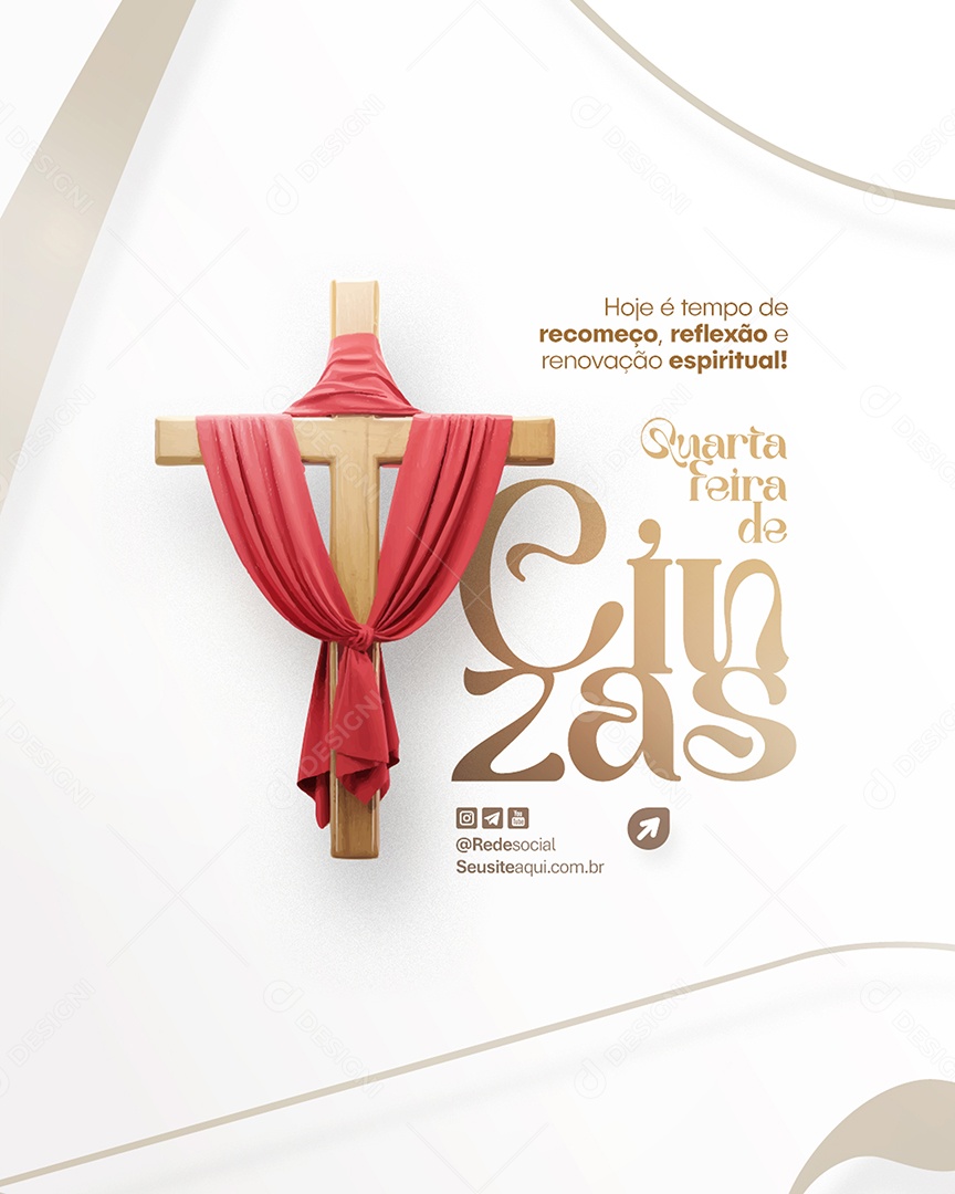 Flyer Quarta Feira de Cinzas 05 de Março Social Media PSD Editável