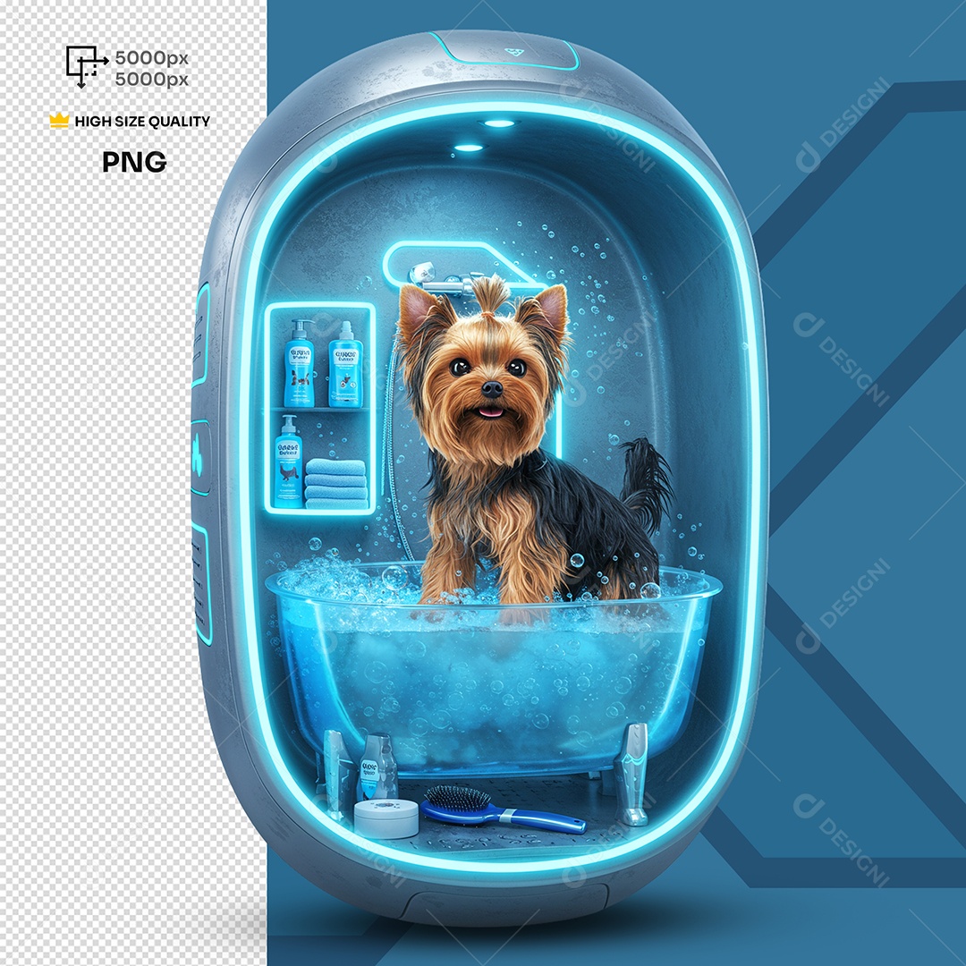 Cachorro Toamando Banho Elemento 3D Para Composição PSD