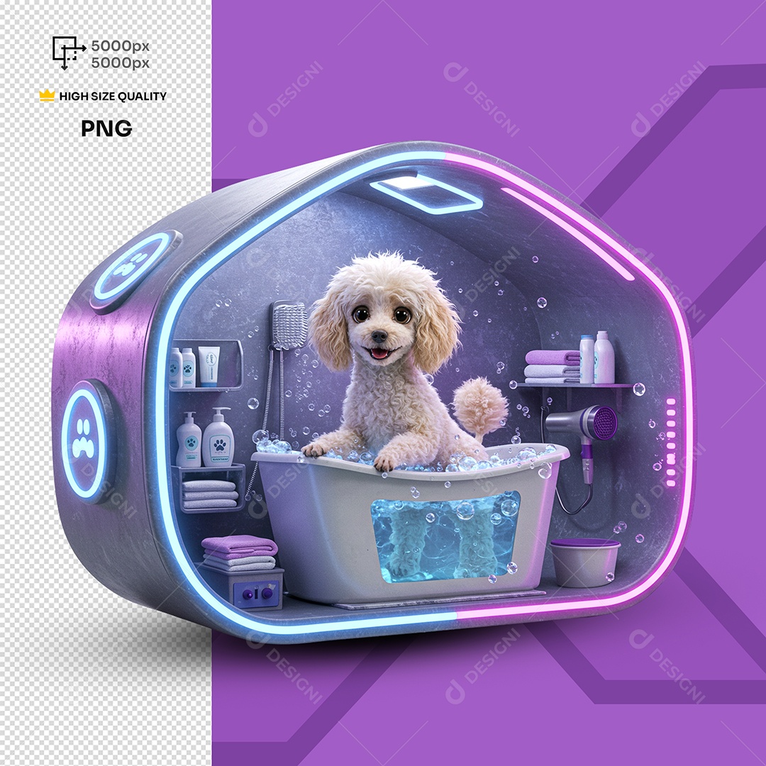 Cachorro Toamando Banho Elemento 3D Para Composição PSD