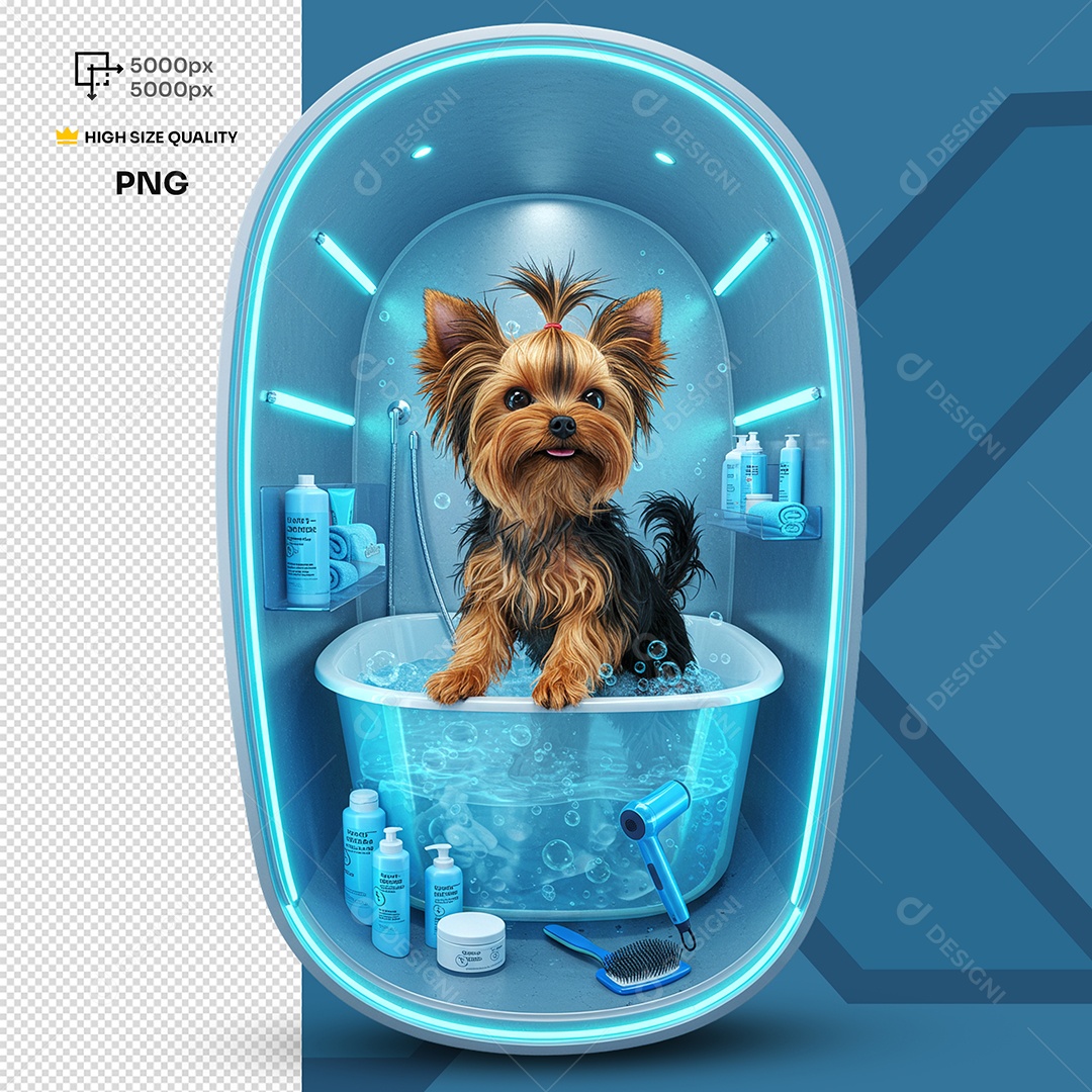 Cachorro Toamando Banho Elemento 3D Para Composição PSD