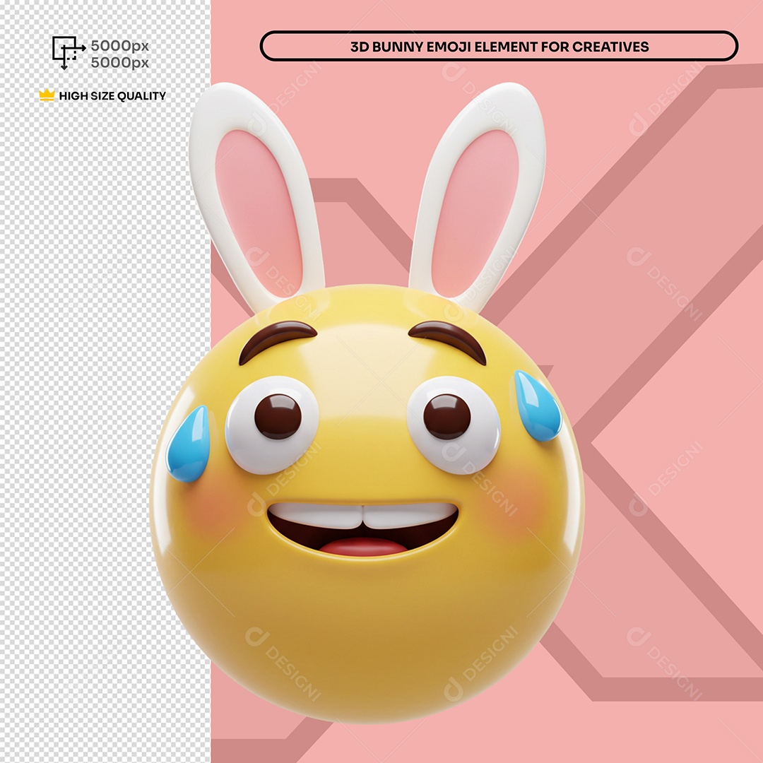 Emoji Sorrindo Sem Graça Elemento 3D Composição PSD