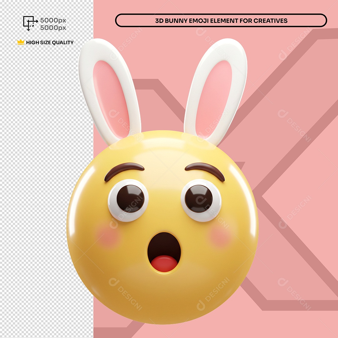 Emoji Impressionado Elemento 3D Composição PSD