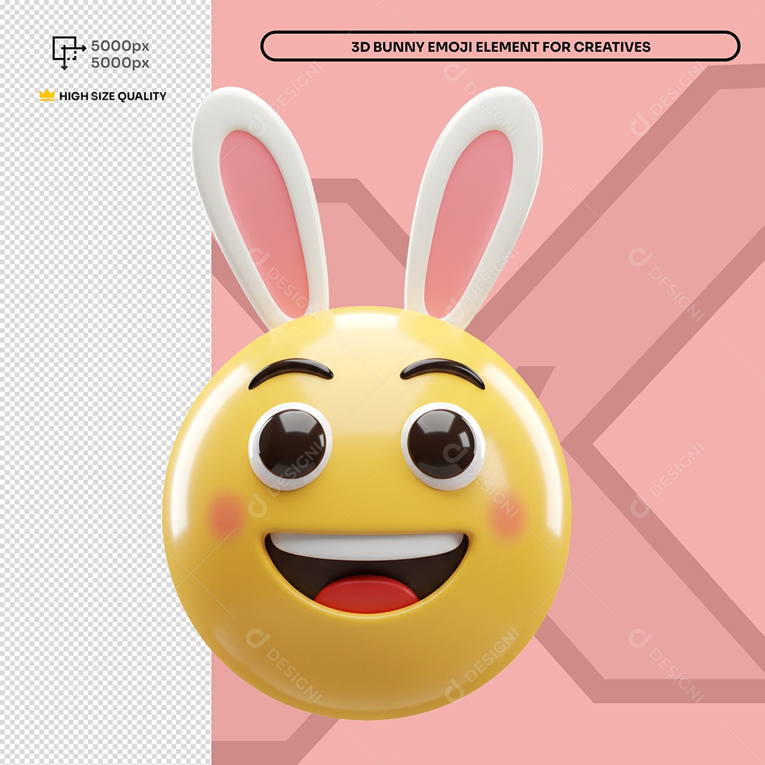 Emoji Feliz Sorridente Com Orelhas Grandes Elemento 3D Composição PSD