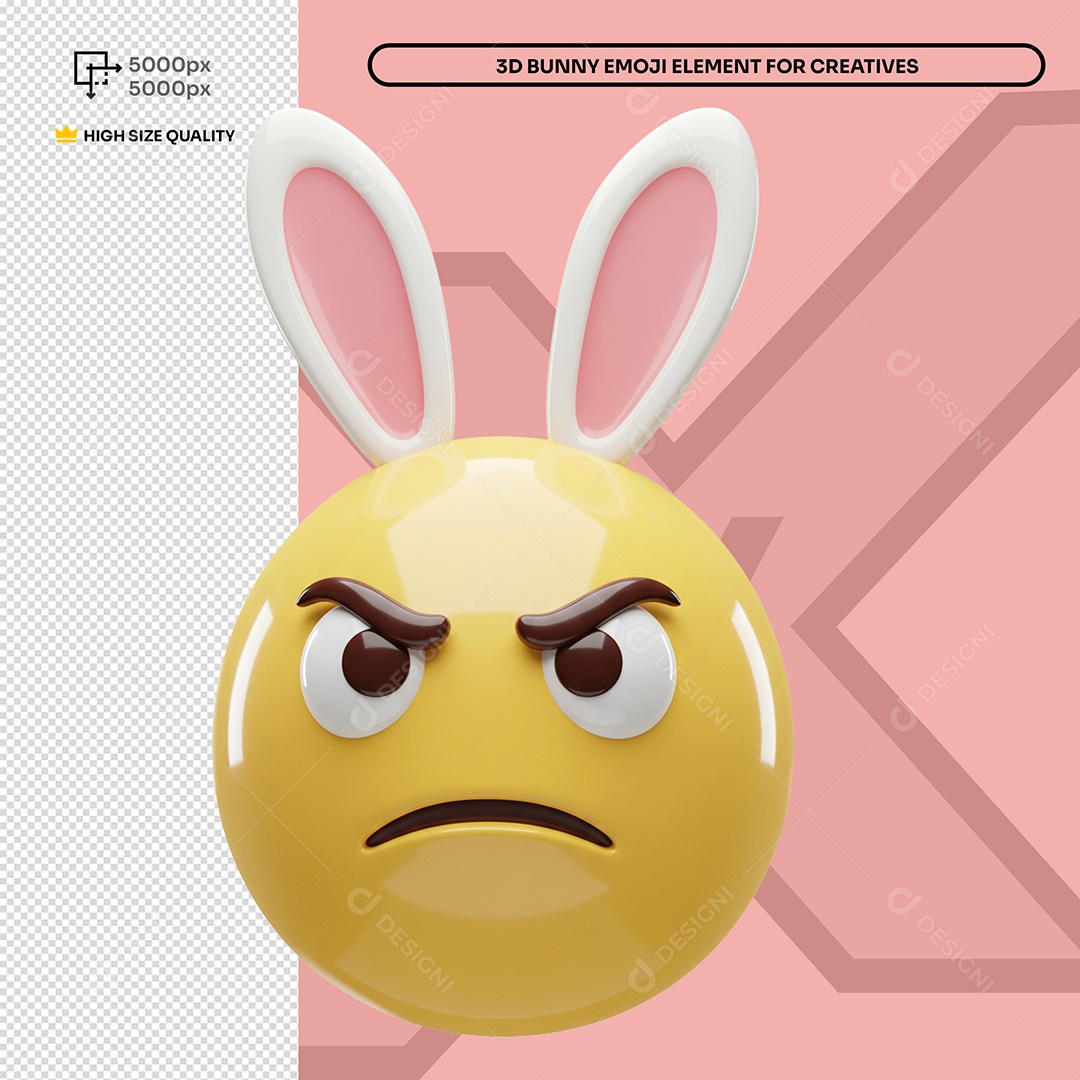 Emoji Zangado Elemento 3D Composição PSD