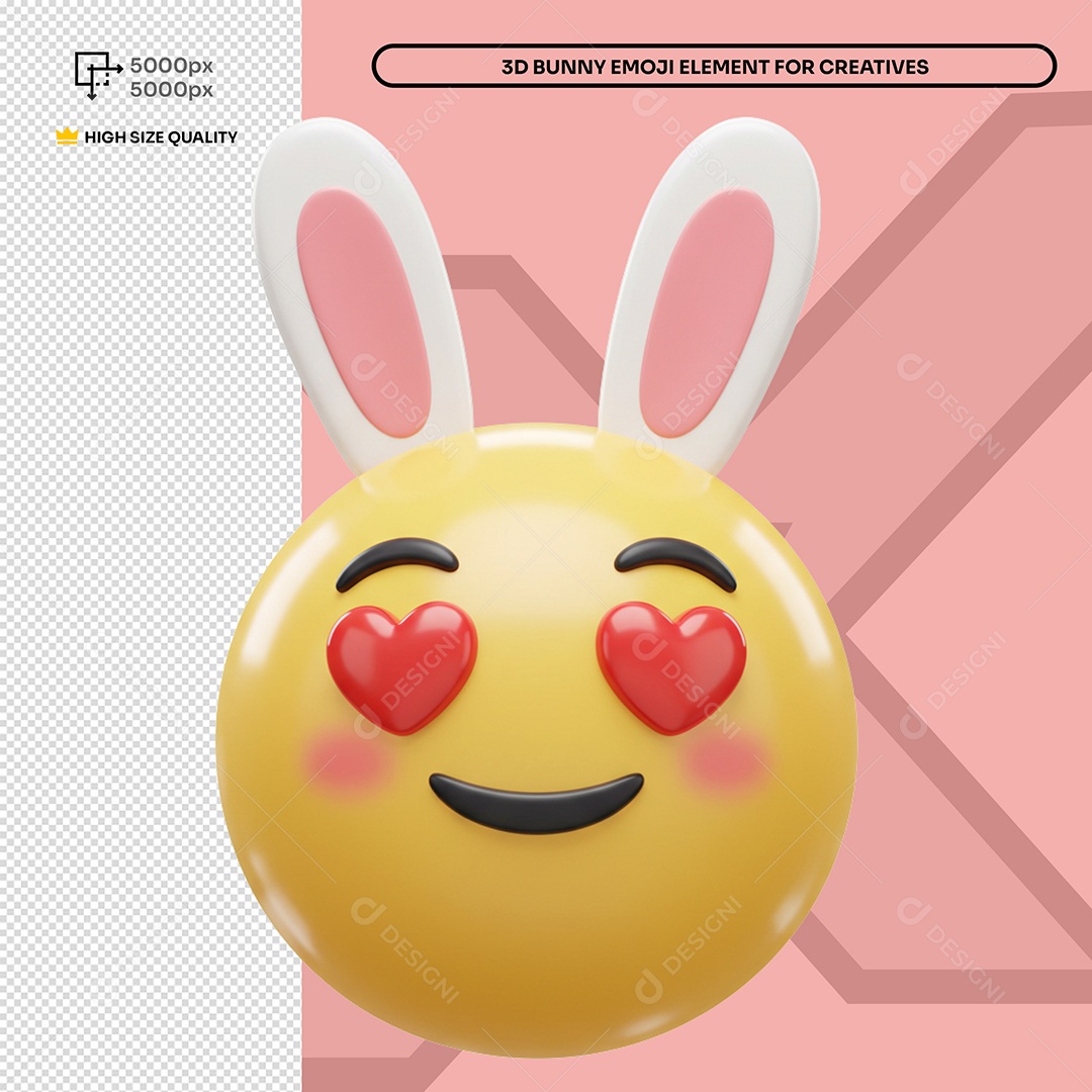Emoji Apaixonado Elemento 3D Composição PSD