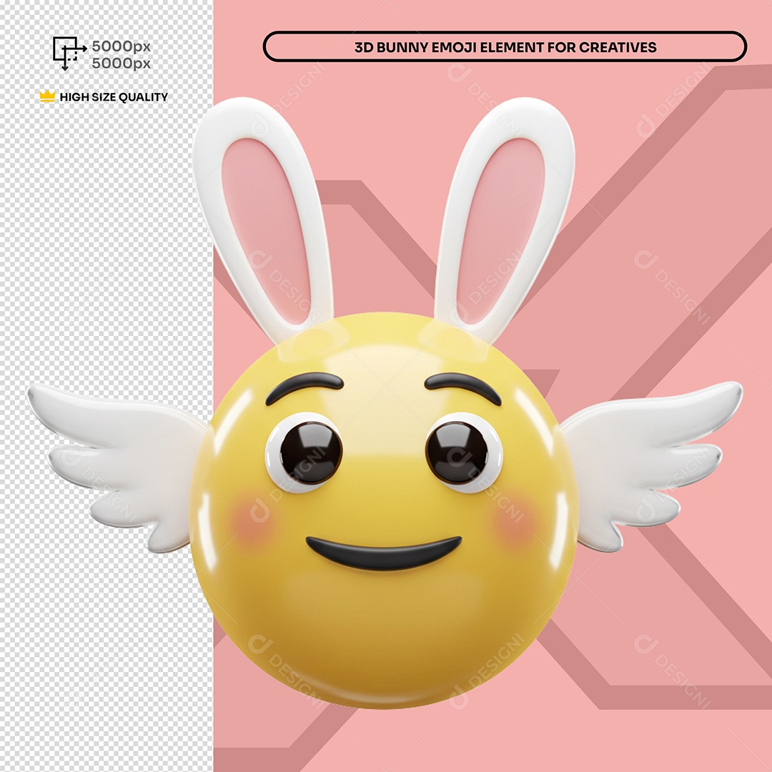 Emoji Com Asas de Anjo Elemento 3D Composição PSD