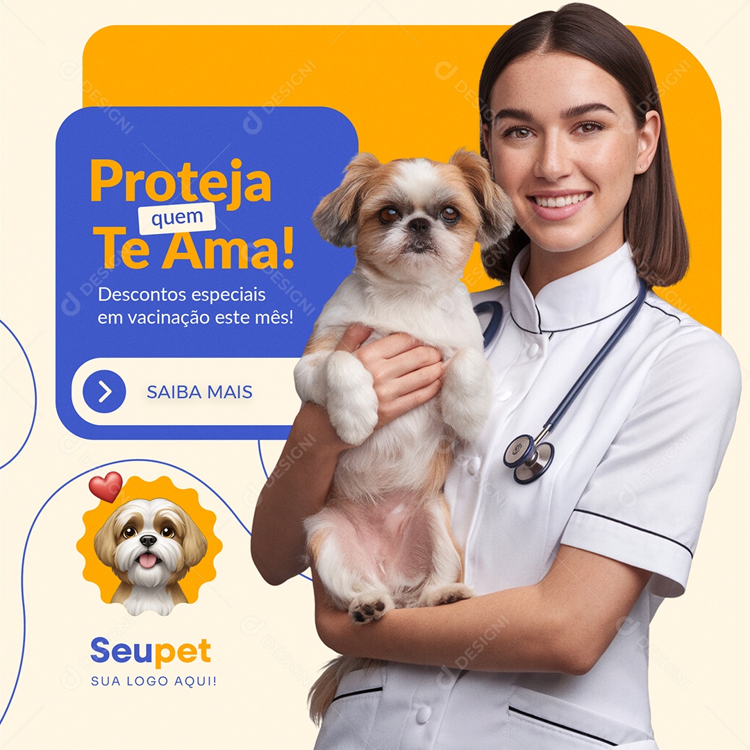 Veterinário Proteja Quem Te Ama Social Media PSD Editável