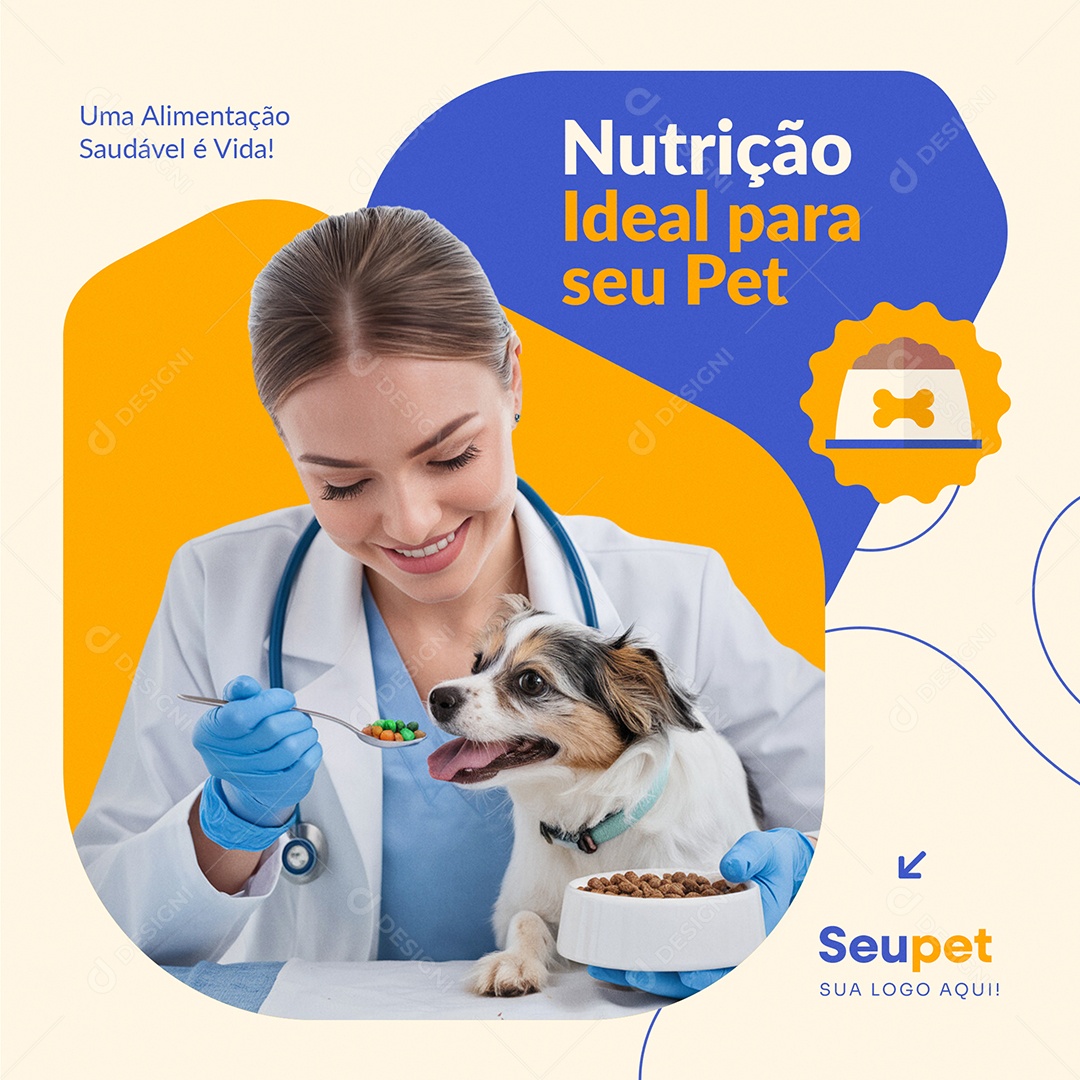 Veterinário Nutrição Ideal Para Seu Pet Social Media PSD Editável