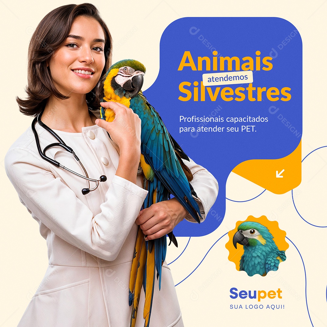 Veterinário Agendemos Animais Silvestres Social Media PSD Editável