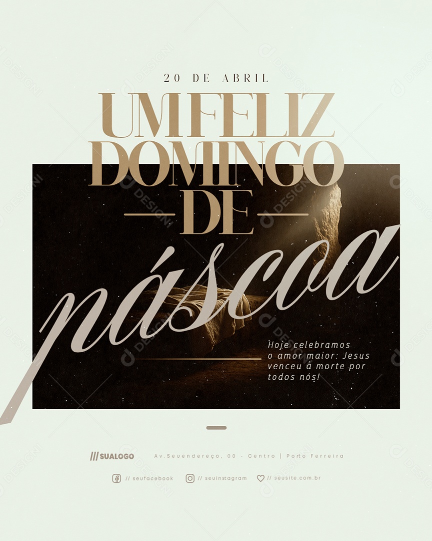Social Media Um Feliz Domingo de Páscoa 20 de Abril PSD Editável