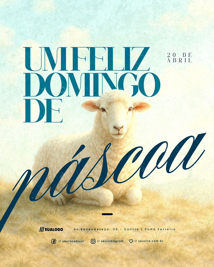 Um Feliz Domingo de Páscoa 20 de Abril Social Media PSD Editável
