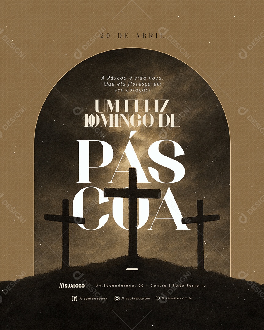 Um Feliz Domingo de Páscoa 20 de Abril Social Media PSD Editável
