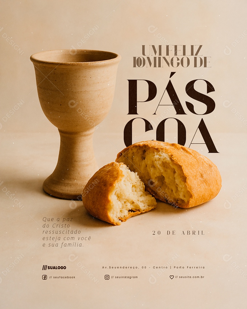 Um Feliz Domingo de Páscoa 20 de Abril Social Media PSD Editável