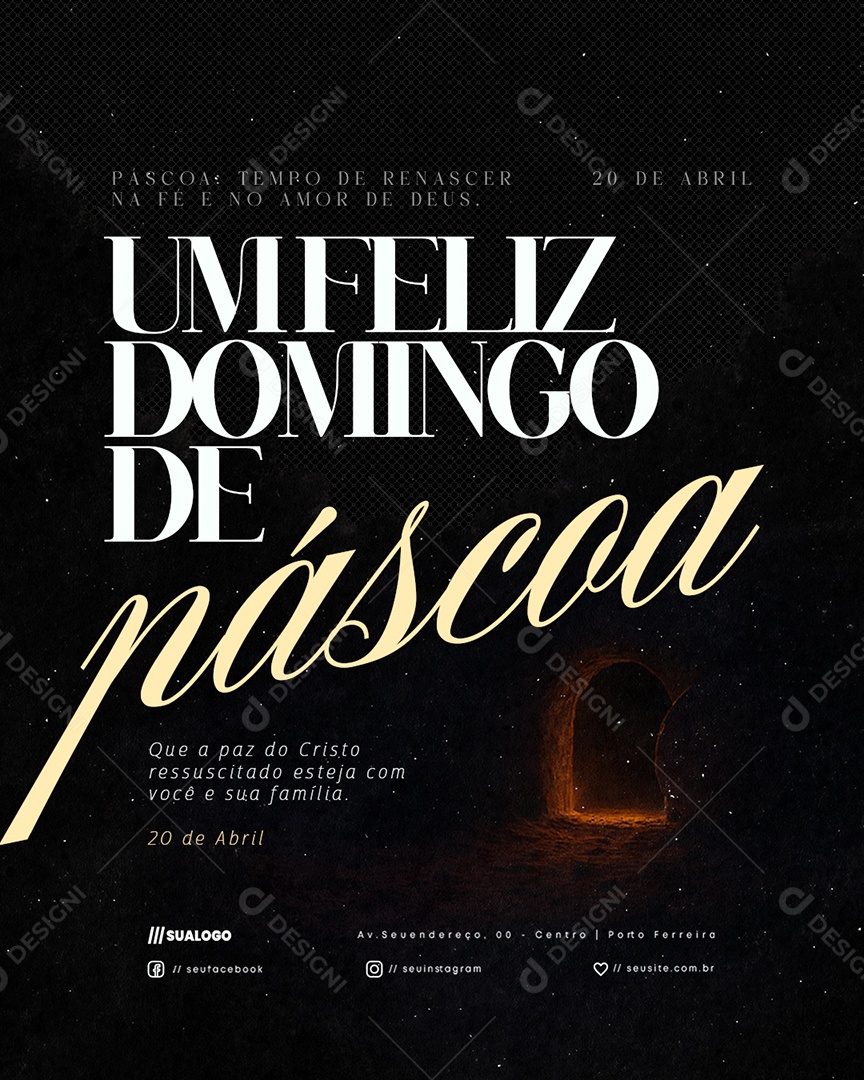 Um Feliz Domingo de Páscoa 20 de Abril Social Media PSD Editável