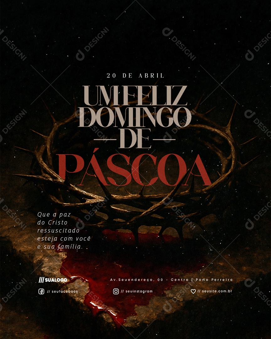 Um Feliz Domingo de Páscoa 20 de Abril Social Media PSD Editável