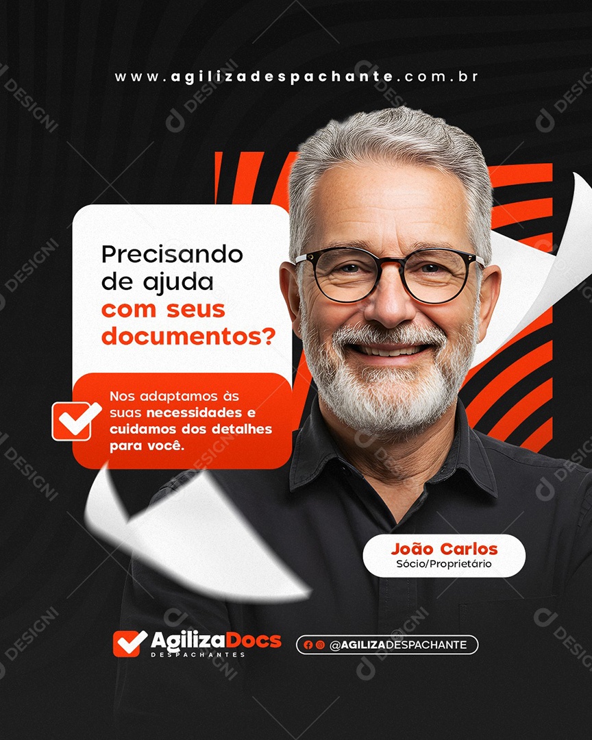 Despachante Precisando de Ajuda com Seus Documentos Social Media PSD Editável