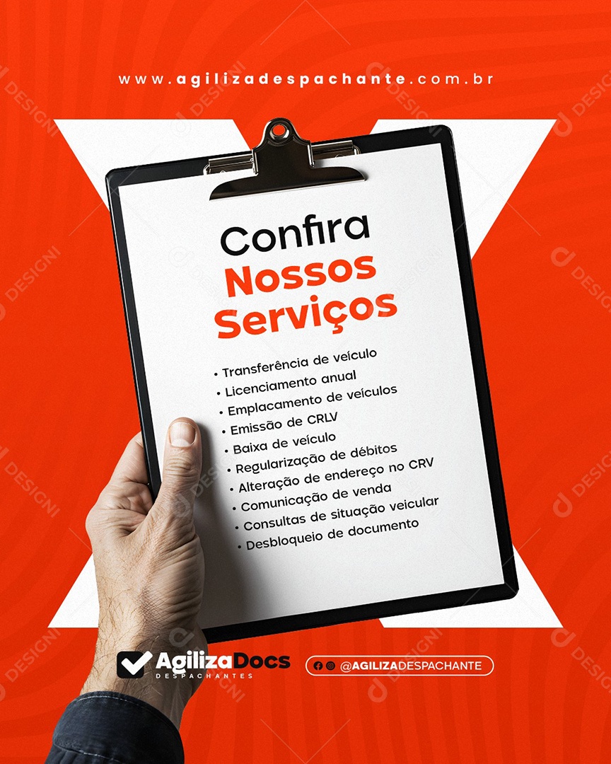 Despachante Confira Nossos Serviços Social Media PSD Editável