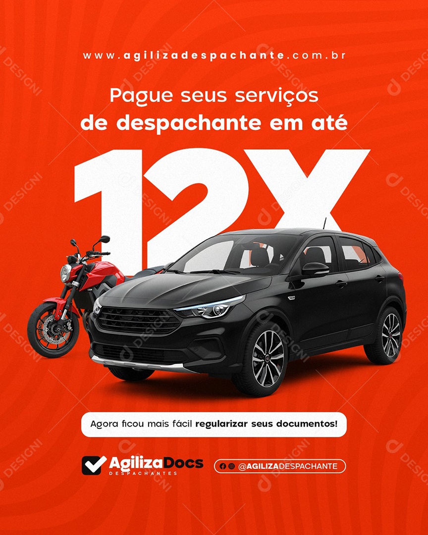 Pague seus Serviços de Despachante em Até 12x Social Media PSD Editável