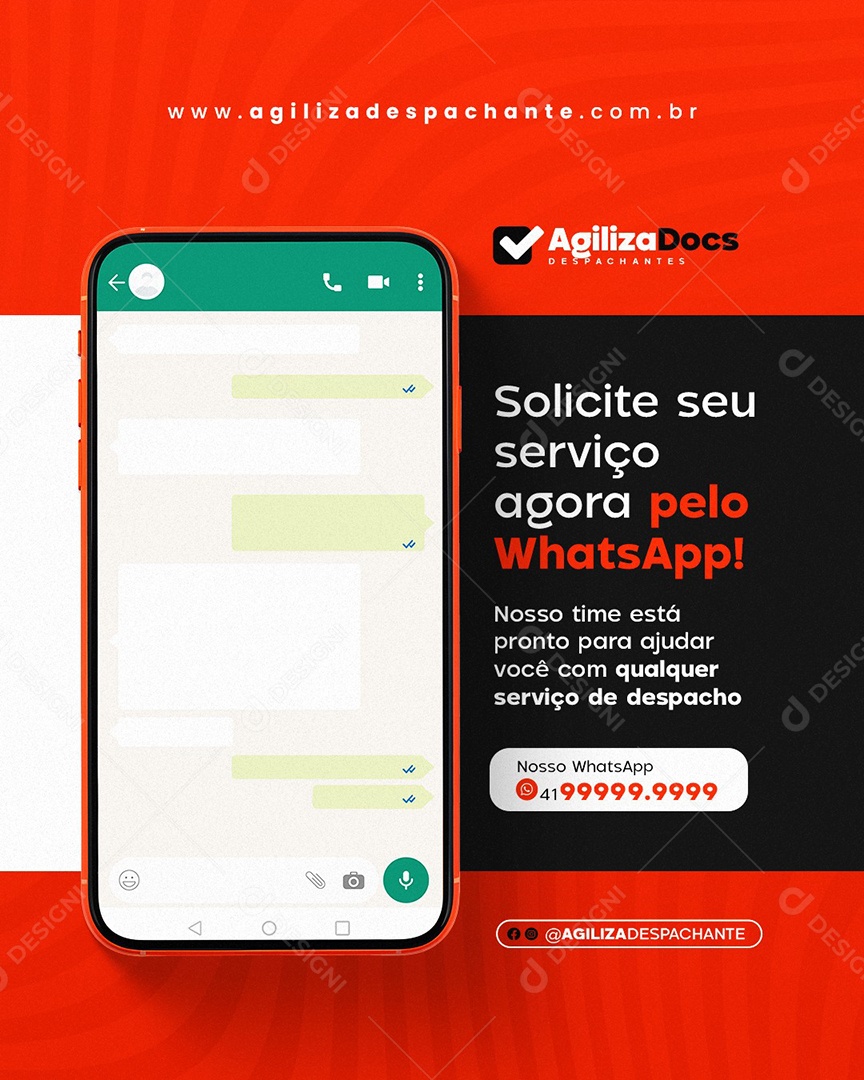 Despachante Solicite seu Serviço Agora Pelo WhatsApp Social Media PSD Editável