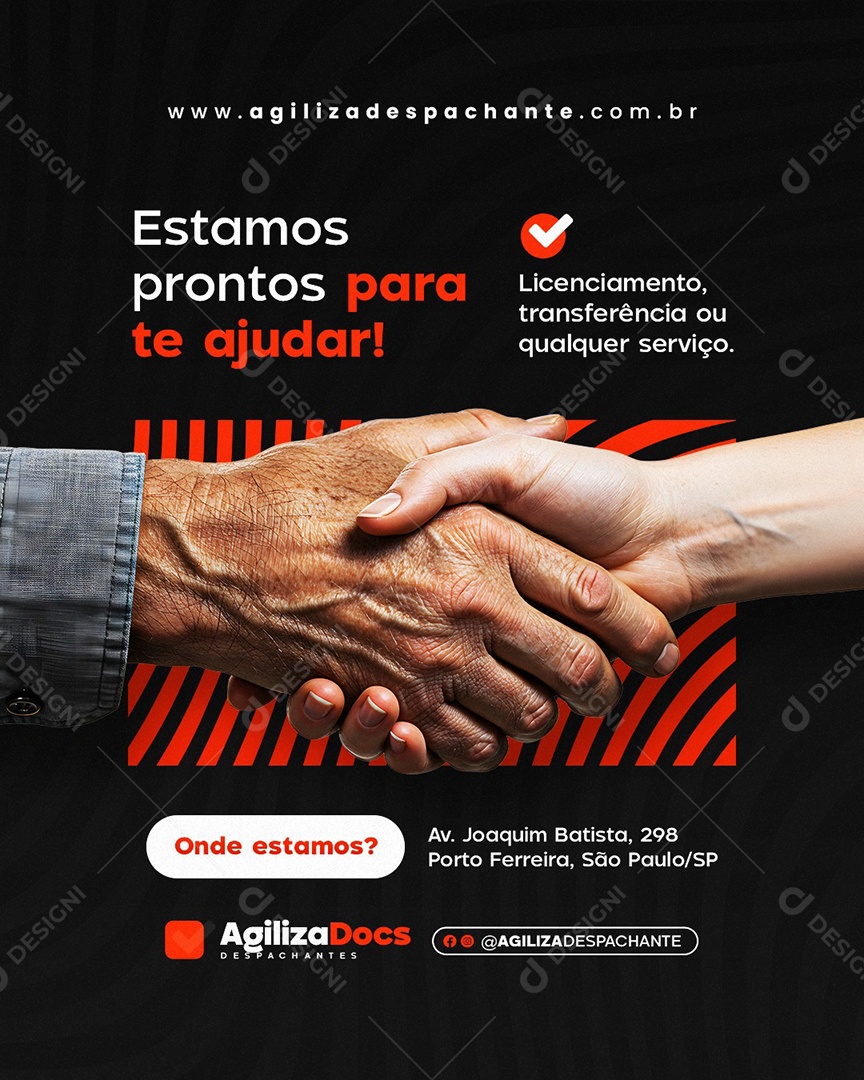 Despachante Estamos Prontos para Te Ajudar Social Media PSD Editável