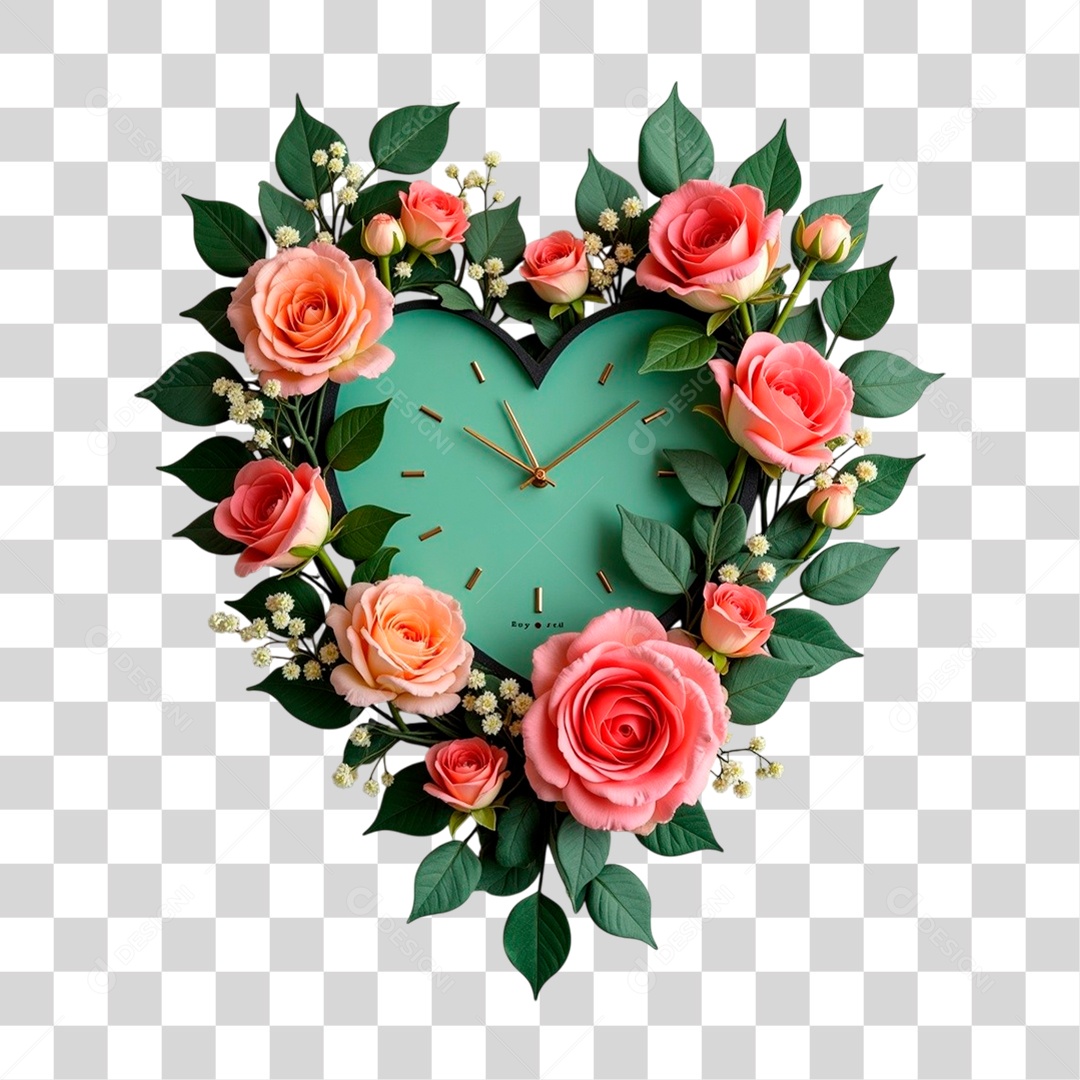Relógio com Flor PNG Transparente