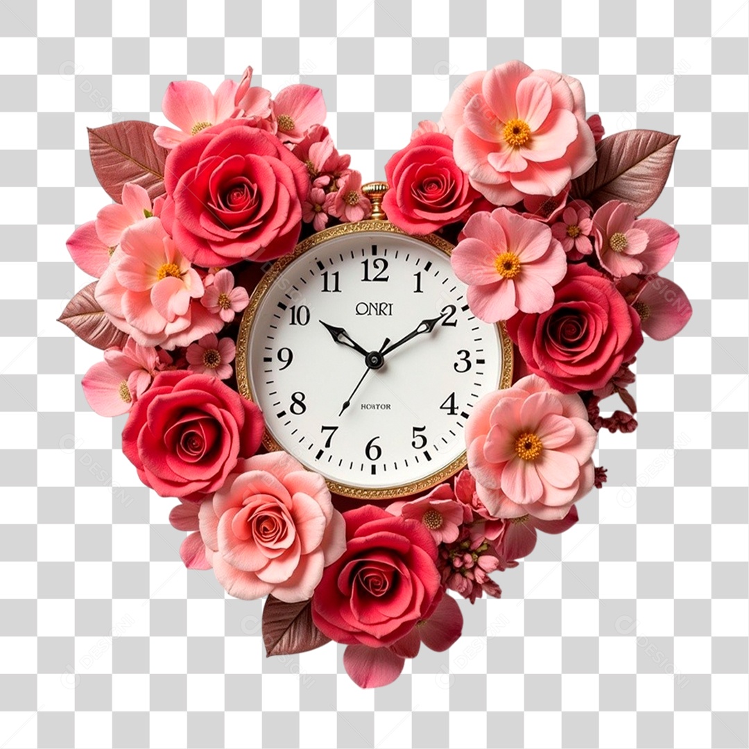 Relógio com Flor PNG Transparente