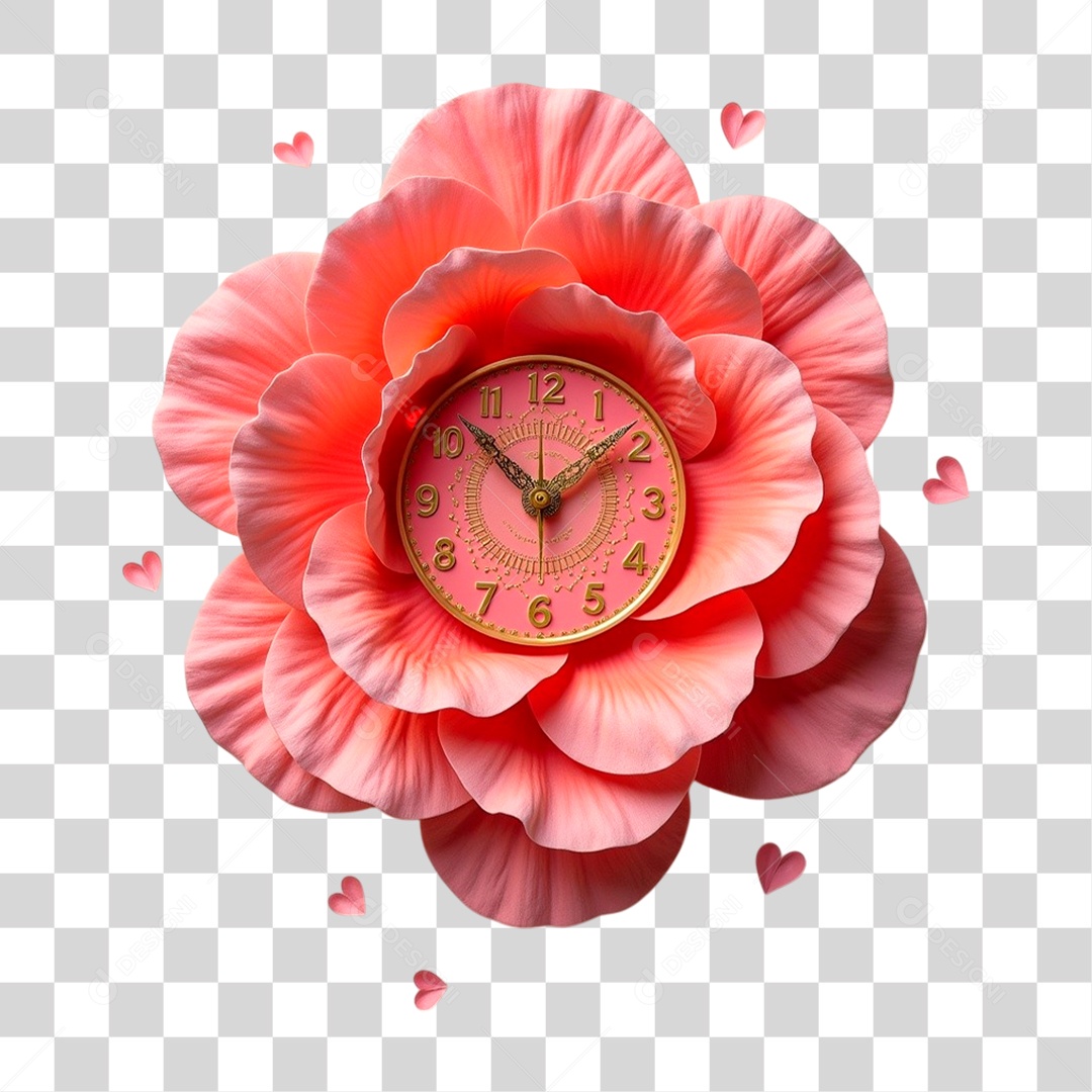 Relógio com Flor PNG Transparente