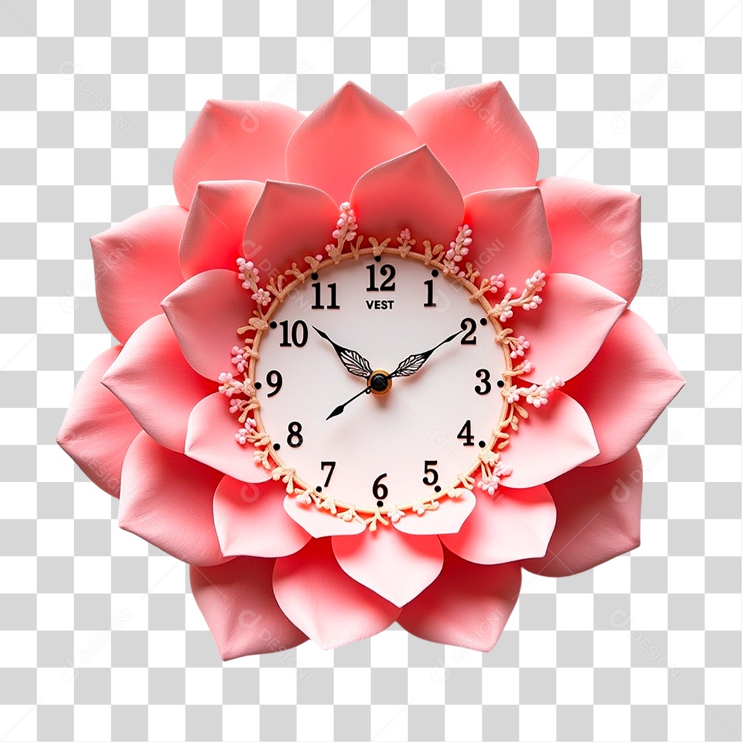 Relógio com Flor PNG Transparente