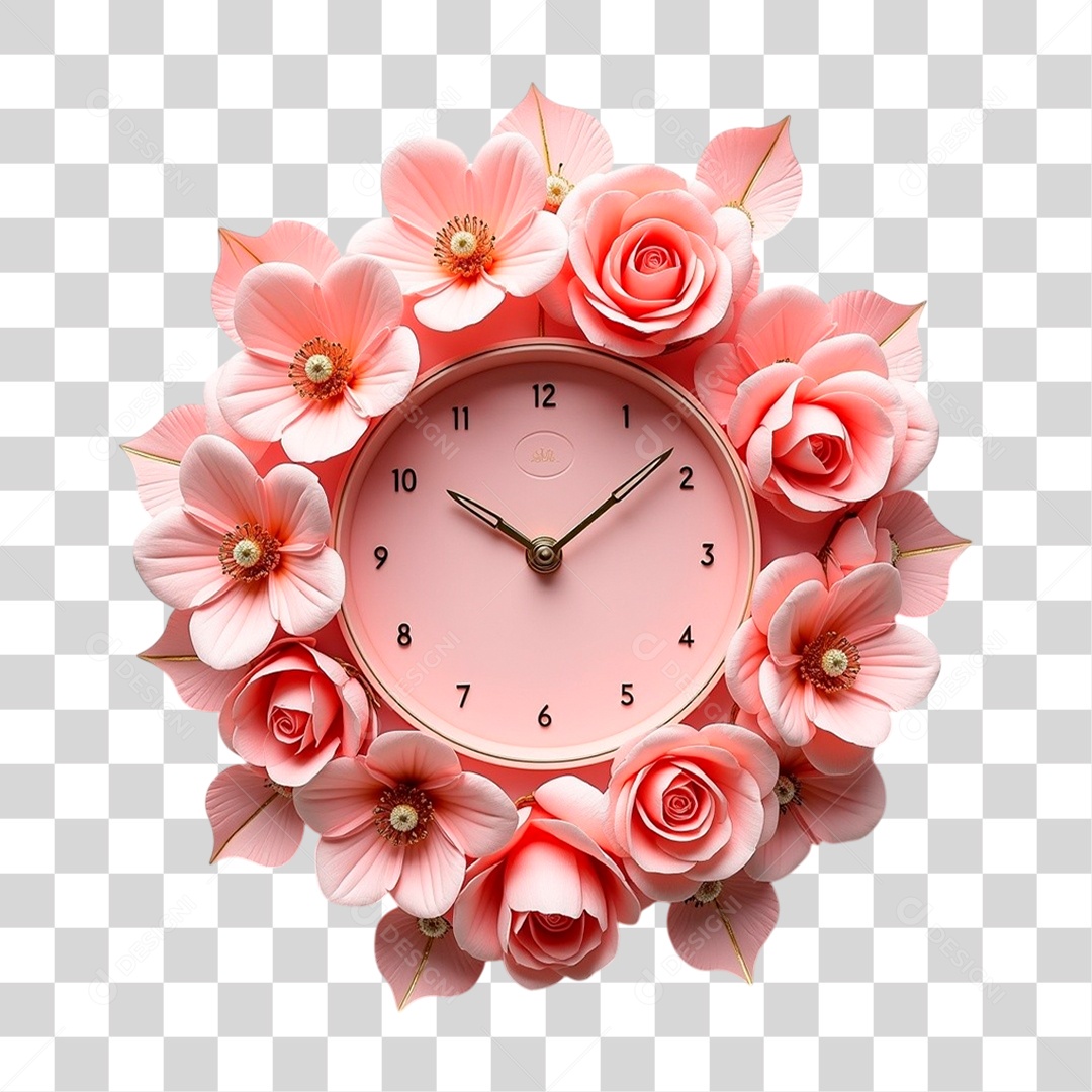 Relógio com Flor PNG Transparente
