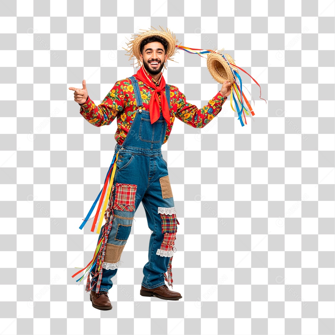 Homem com Roupa de Festa Junina PNG Transparente
