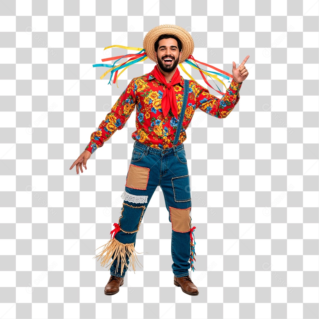 Homem com Roupa de Festa Junina PNG Transparente
