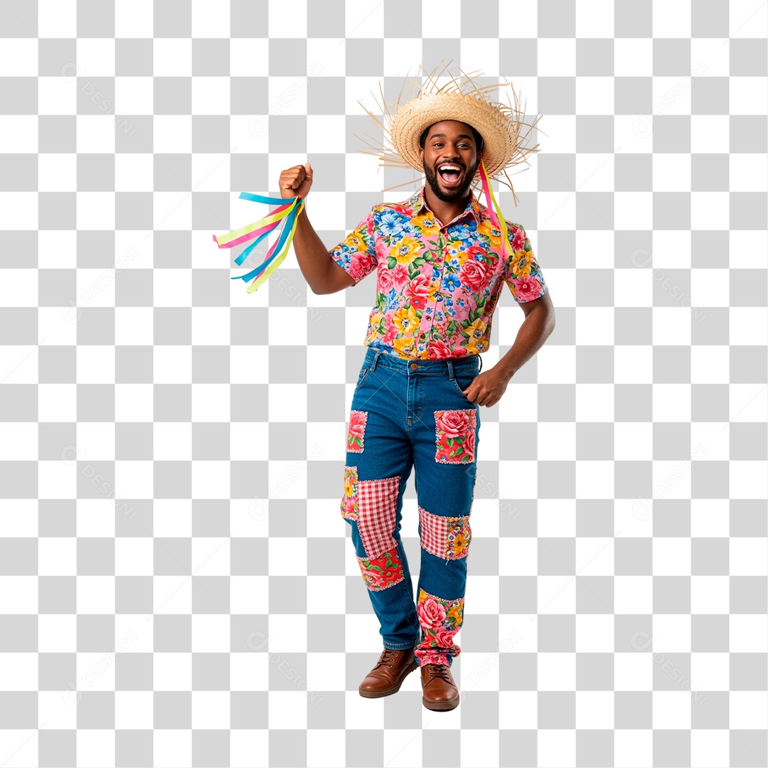 Homem com Roupa de Festa Junina PNG Transparente