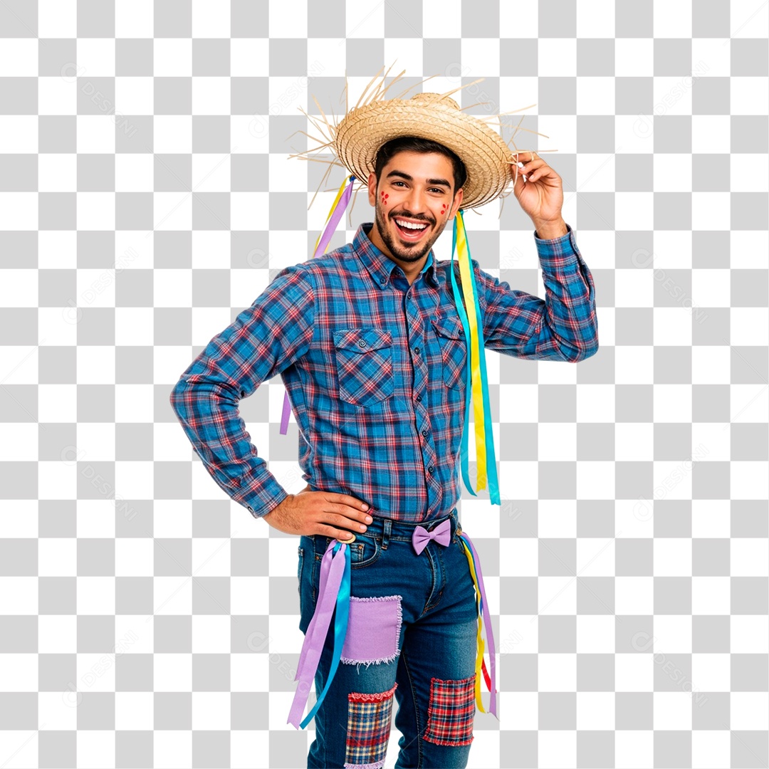 Homem com Roupa de Festa Junina PNG Transparente