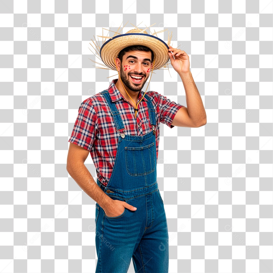 Homem com Roupa de Festa Junina PNG Transparente