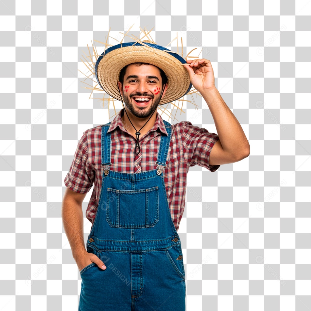 Homem com Roupa de Festa Junina PNG Transparente