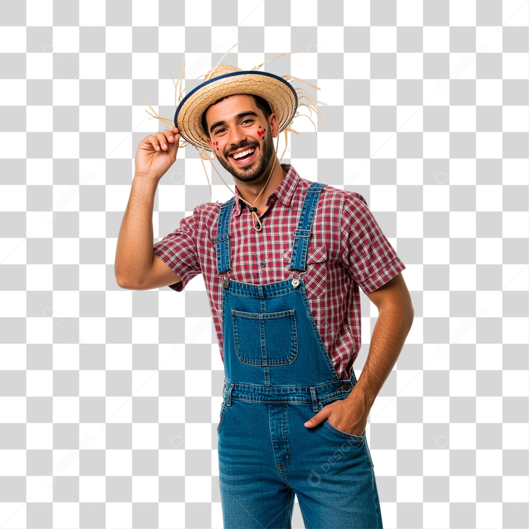 Homem com Roupa de Festa Junina PNG Transparente