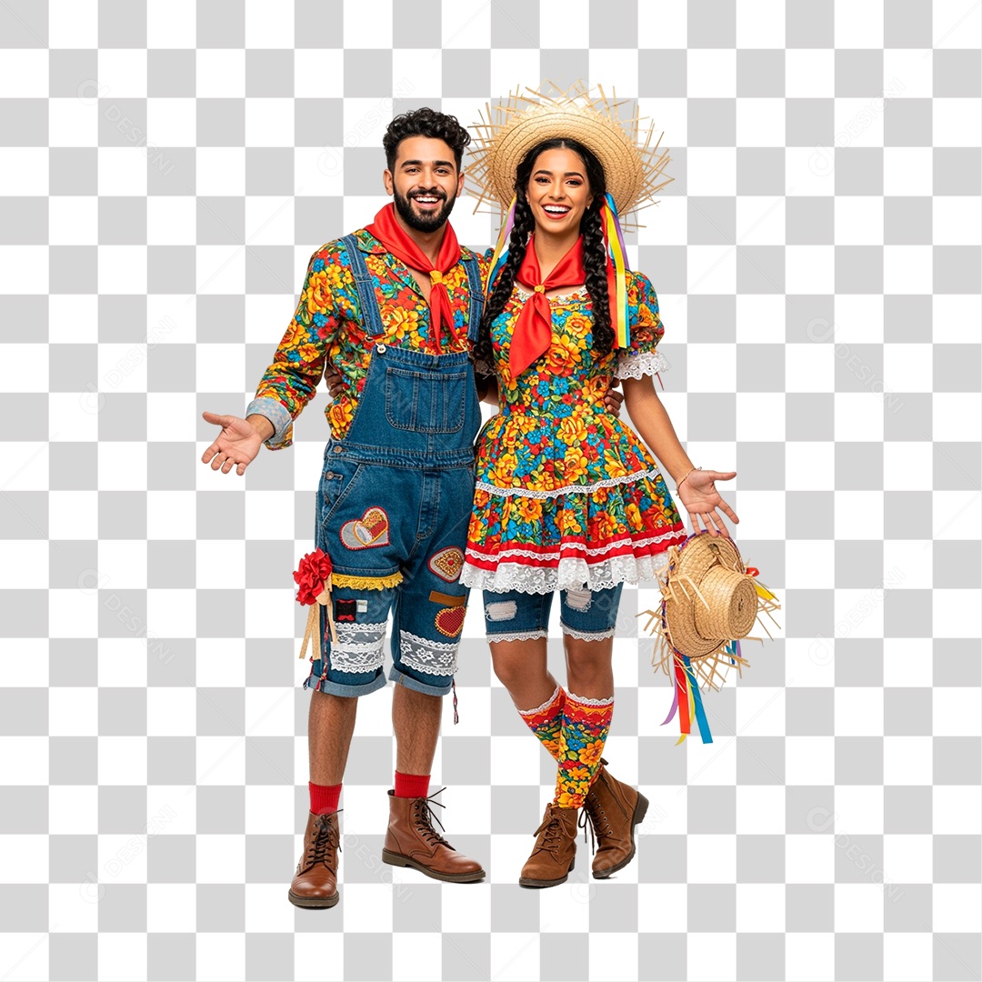 Casal com Roupa de Festa Junina PNG Transparente