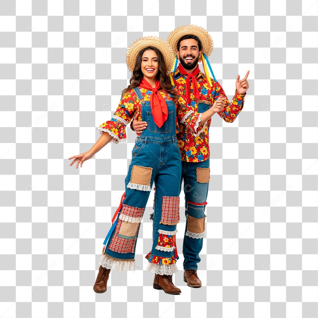 Casal com Roupa de Festa Junina PNG Transparente