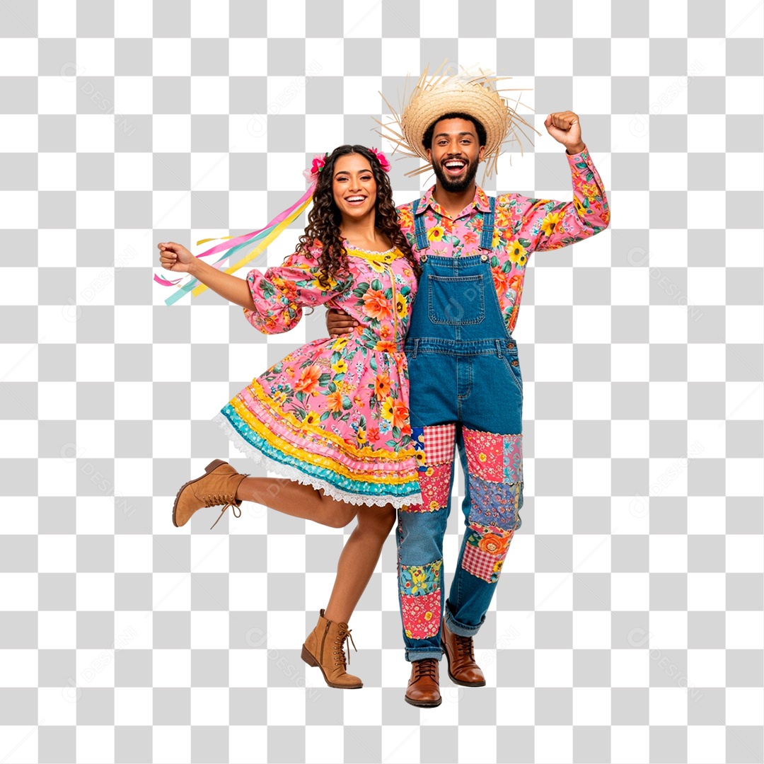 Casal com Roupa de Festa Junina PNG Transparente