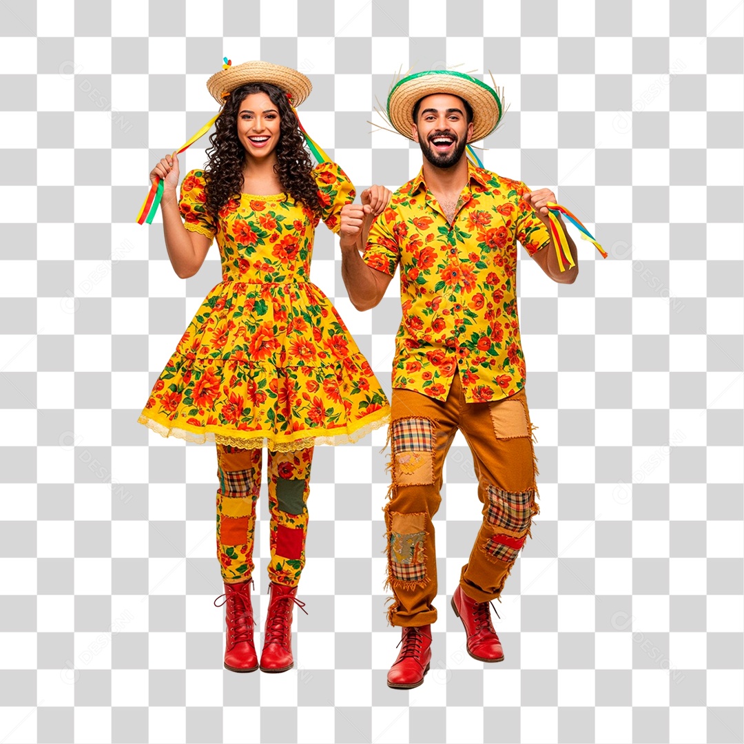 Casal com Roupa de Festa Junina PNG Transparente