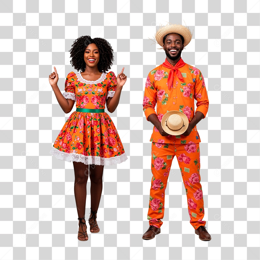 Casal com Roupa de Festa Junina PNG Transparente