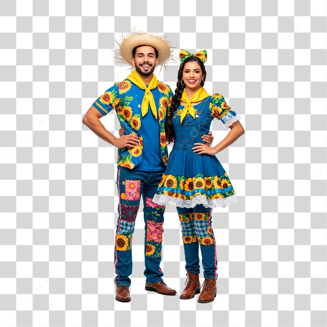 Casal com Roupa de Festa Junina PNG Transparente