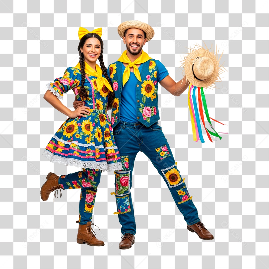 Casal com Roupa de Festa Junina PNG Transparente