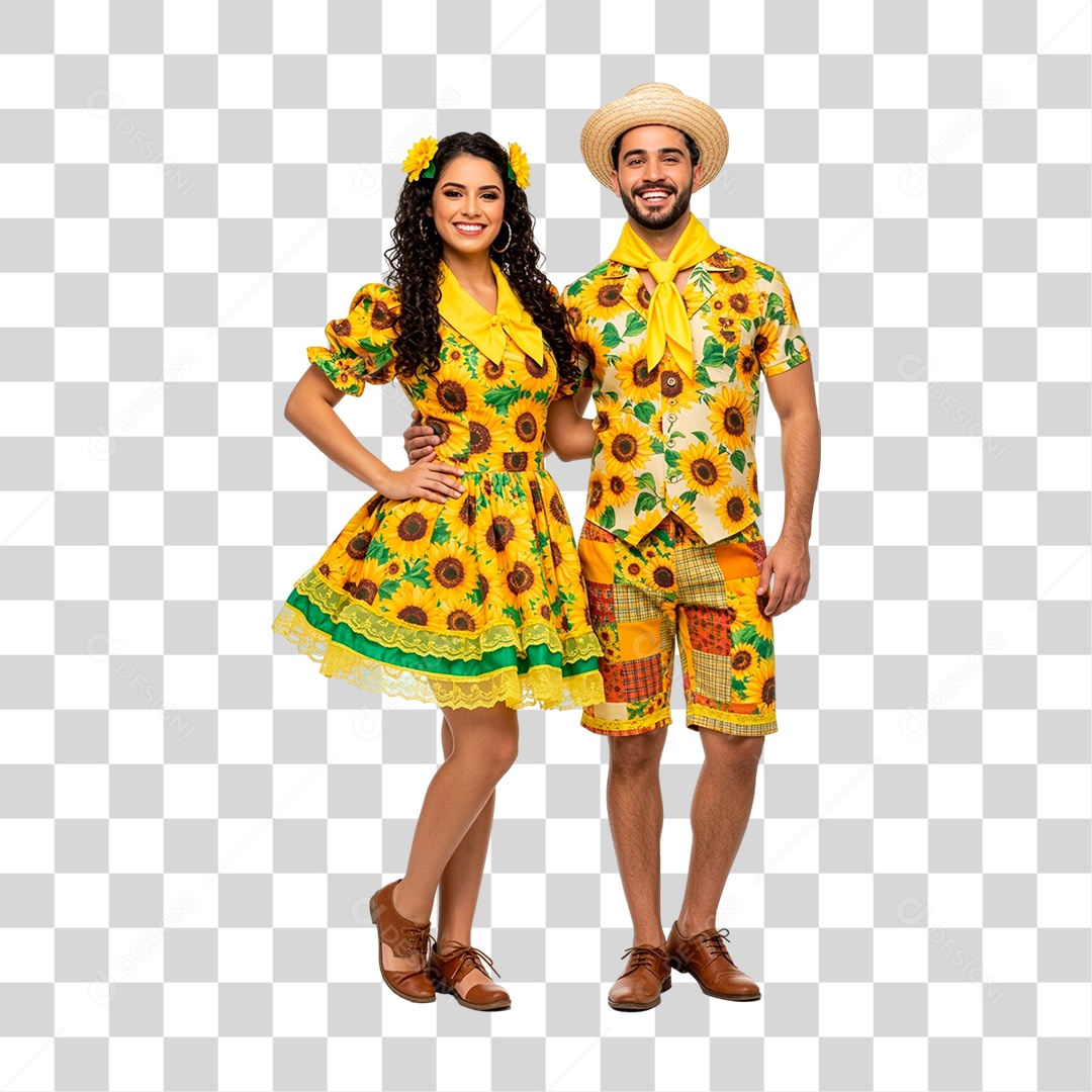 Casal com Roupa de Festa Junina PNG Transparente